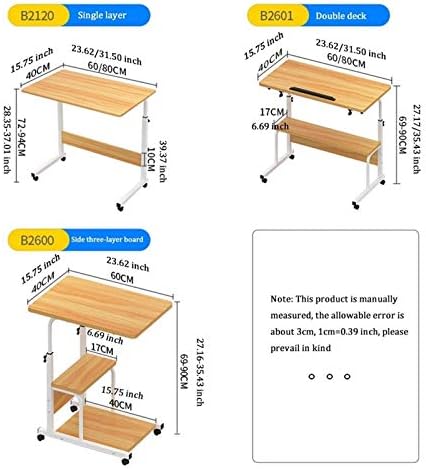 Extendable Rolling Mobility Table Over Bed,Overbed Table Wheels Bedside Desk C-Shaped Base Laptop Desk Home Office Adjustable Lap Table Mobile Laptop Computer Stand Bedside Table P