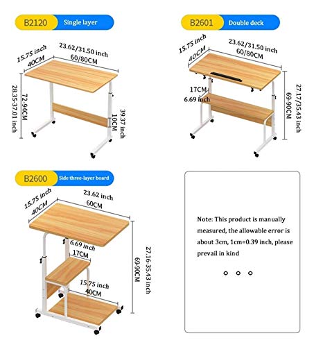 Table de chevet à roulettes réglable avec plateau extensible pour PC - 2