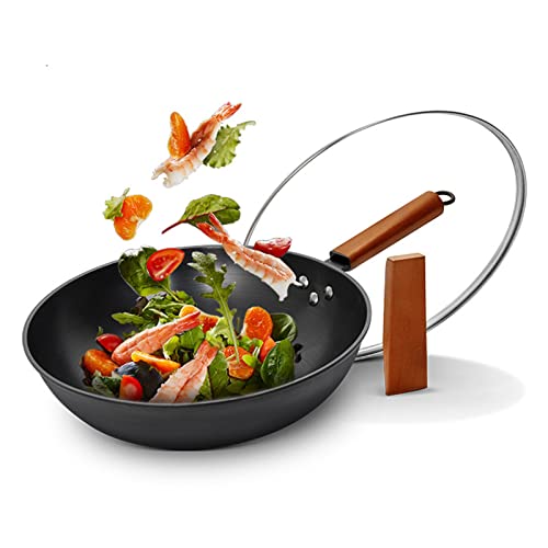 Wok chino con tapa y mango de madera miniatura 1