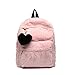 Produktbild Süße solide Faux Pelz Rucksack Herz Anhänger Winter weiche Frauen Big Plüsch Rucksack Rucksack