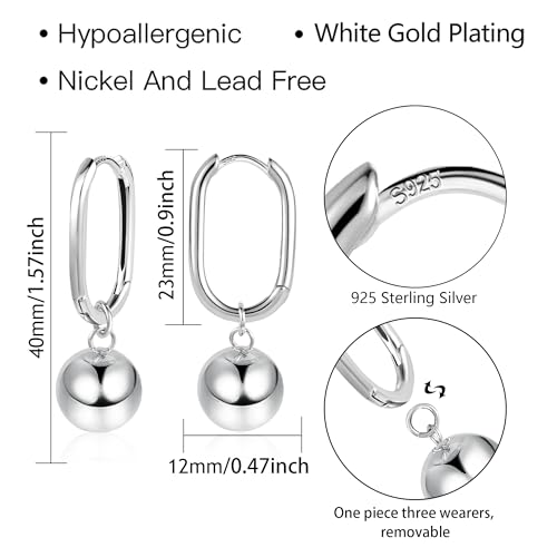 925 Sterling Silver Ball Drop Dangle Earrings Hypoallergenic Ball Drop Earrings for Women Fashion Jewelry3