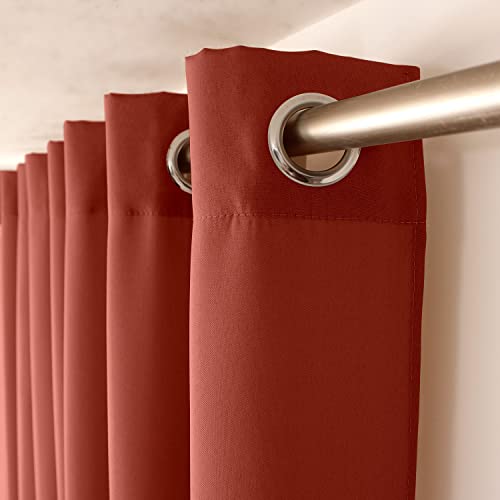 Enjoy Home - Basic Polyester Curtain - 8 Silver Eyelets - Diameter 4 cm - 140 x 240 cm - Terracotta Colour - Image 3
