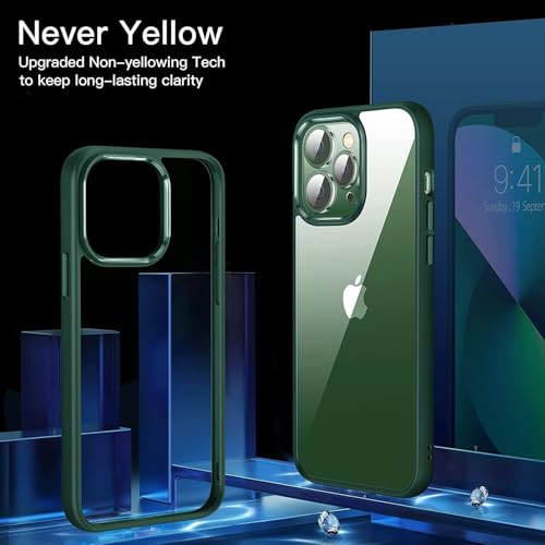 Image of mobistyle iPhone 14 Pro Back Cover, Enhanced Metal Camera Guard Shockproof Back Cover Case for iPhone 14 Pro (Green)