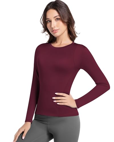 Women's Compression Shirts Long Sleeve Athletic Workout Tops Cool Dry Underscrubs Sun Protection for Gym Yoga Running2