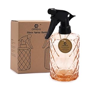 OFFIDIX Glass Spray Bottle, Handheld Pressure Plant Mister 0.4L Fine Mist Spray Bottle with Adjustable Nozzle for Garden Plant or Cleaning (Orange)