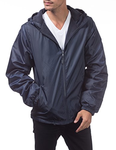 Pro Club Men's Fleece Lined Windbreaker Jacket, X-Large, Navy #TOP3