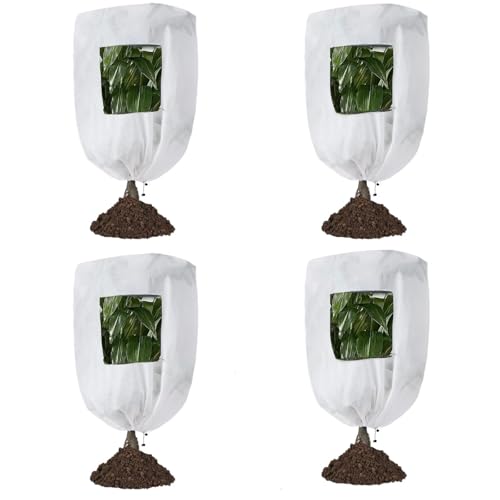 CMINGJ 植物霜保護カバー、39.44 x 39.38インチ、4パック、ジッパー付き冬ツリーブランケット(幅80.0 cm x 高さ47.2 cm (4パック)