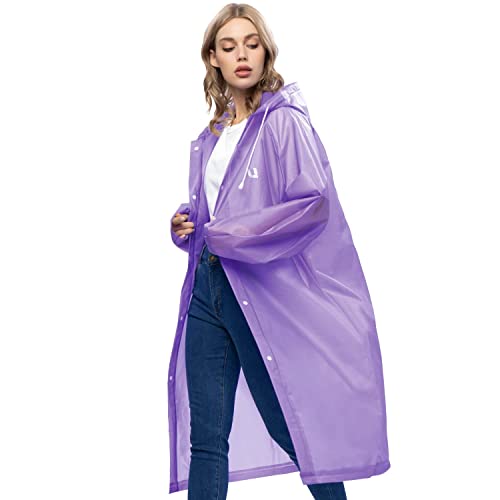 UNIQUEBELLA Regenmantel Eva Travel Transparent Regenponcho Regen Zubehör für Damen und Herren Regenbekleidung Regencape Regenjacke Wasserdicht für Wandern Radfahren Camping und Reisen (Lila, XL)