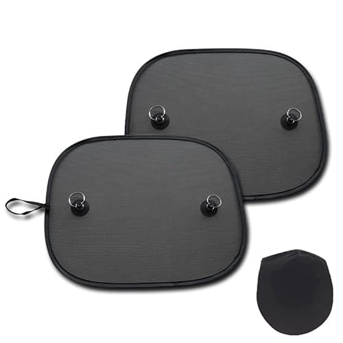 2 PCS Sun Shade Car Baby, Universal Sun Visor Car Baby Side Window Protección UV Parasol con ventosa Plegable para bebés, niños, mascotas - Negro 44 * 36 cm Cover