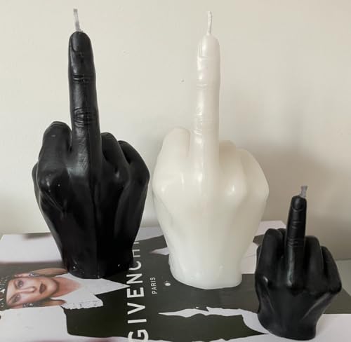 Large Full Sized f@@k You Middle Finger flip The Bird Hand Gesture Candle Soy Wax Choose Colours (Black)