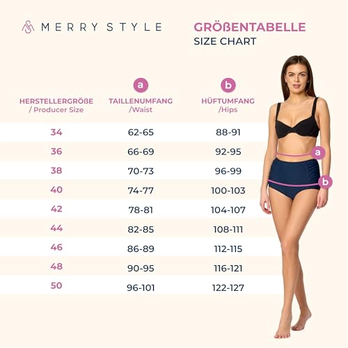 Merry Style Damen Bikinislip MS10-119 Bikinihose Bauch Weg Effekt (Schwarz (9240), 36)