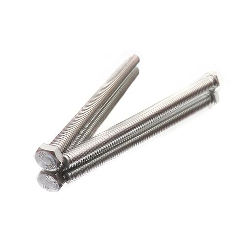 Image of cSeao 10pcs 1 /4-20 x 3 inch Hex Head Bolts Screws, Full Thread, Plain Finish, F593C 18-8 304 Stainless Steel