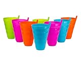 Plastic Tumblers With Straws 22oz. Set Of 8 - Multicolor
