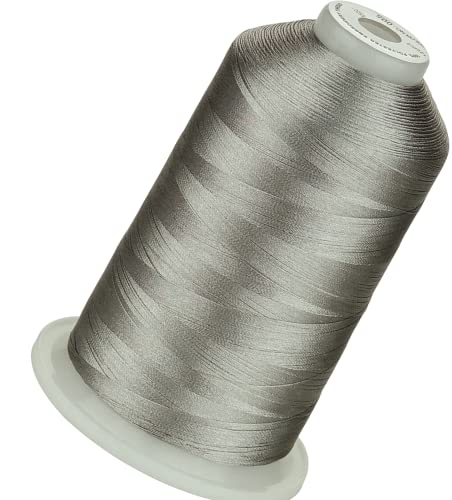 Image of Simthread Embroidery Machine Thread 5000M 40WT Polyester, Silver 005 | 5000M 40WT polyester thread feeds smoothly for home or commercial embroidery projects.