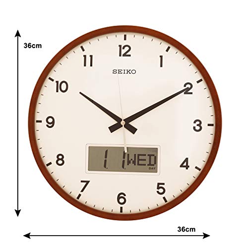 Image of Seiko Abstract Mixed Material Wall Clock (Brown, 33 cm x 33 cm x 6 cm, QXL008BN)