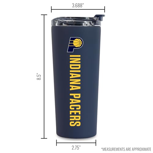 Image of Rico Industries NBA Basketball Indiana Pacers Navy 24oz Stainless Steel Tumbler with Lid and Dual Functioning Lid