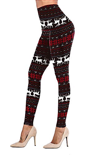 Sipaya Women'S Christmas Day 2023 Reindeer And Snowflake Printed Leggings Aztec Pants M thumb #1