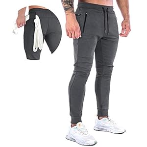 MakingDa Slim Fit Joggers Men Tracksuit Bottoms Gym Trousers Sweatpants with Zip Pockets Training Pants