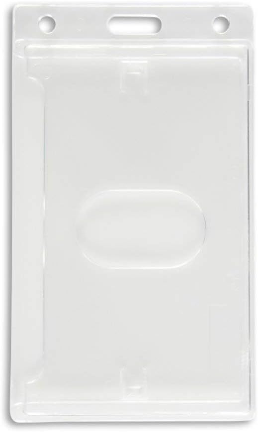 50 Pack Vertical ID Badge Holder - Securely Holds Anything Credit-Card Sized & Works with RFID Cards - Extra Durable Materials, No Wear & Tear On Cards, Easy Card Removal - ID Card Holder