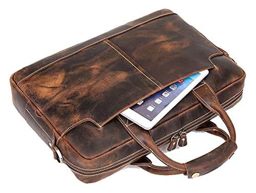 Leather 15.6" Laptop Portfolio Office Business Briefcase rk Shoulder Handbags Cross-Body Messenger Tote Bag3