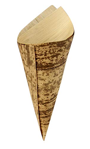 PacknWood 210BBCOB17 Bamboo Leaf Cone 2 Layers (Case of 1000), Perfect For Catering, 100% Natural & Biodegradable - Disposable Bamboo Serving Cone (5 oz - 2.7
