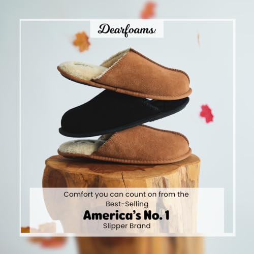 Image of Dearfoams Men's Bradford Genuine Suede House Shoe Scuff Slipper | Casual Slippers