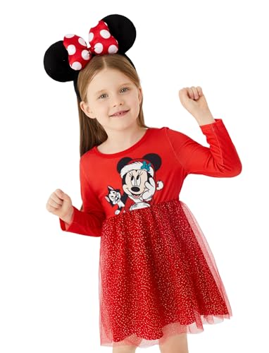 Image of Disney Princess Frozen Elsa Minnie Stitch Toddler Girl Tulle Tutu Dress Ruffle Sleeve Mesh Summer Birthday Party Clothes 2-9Y