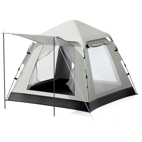 Hombetta 4-Personen-Sofort-Camping-Zelt, 60-Sekunden-Aufbau, wasserdicht (3000 mm), UV-Schutz 50+, 2 Türen & Fenster, tragbar für 2/3/4/5 Personen...