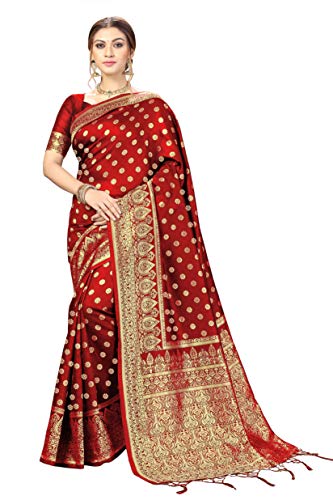 Nivah Fashion Women's Kanjivaram Banarasi Art Silk Saree with Blouse Piece (US.S11-Red)