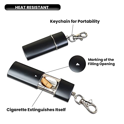 Jeuristic Ashtrays for Cigarettes Portable Pocket Ashtray - Pack of 2 Premium Fireproof ABS Metal Smell Proof Cool Travel Ashtrays with Keychain Outdoor Butt Disposal Tube Fancy Cute Ashtray Black - Image 4