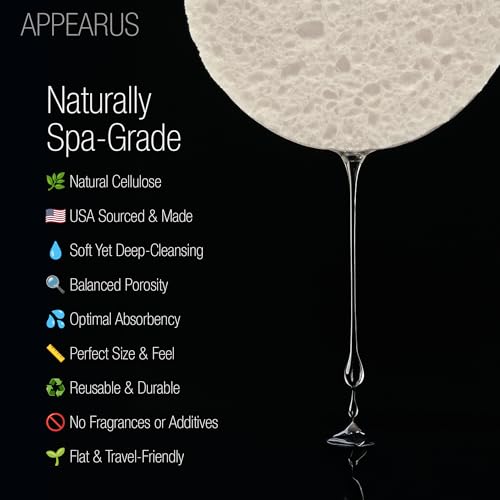 Appearus Natural Cellulose Facial Sponges – 50 Pack (Compressed) – Professional Spa Facial Sponge Pads for Cleansing, Exfoliating, Makeup Removal – White – Gentle on Sensitive Skin - Thumbnail 2