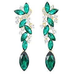 E-Metal Color:18K Gold-Plated; Stone Color:Emerald Green & White