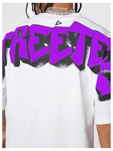 SOLY HUX Men's Graphic Tees Letter Print Drop Shoulder Half Sleeve T Shirt Oversized Summer Tops4