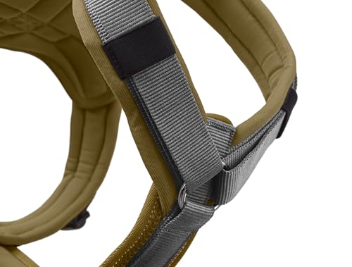 Hunter Hundegeschirr Maldon UP, Farbe: Oliv/grau, weich gepolstert & komfortabel, stark reflektierend durch 3M Scotchlite, 4-Fach verstellbar, mit gepolstertem Griff (ab S-M), Größe: XS-S