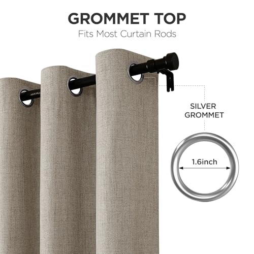 Image of Joydeco 100% Linen Blackout Room Divider Curtains, Extra Wide Sliding Door Curtains Living Room Curtains, 1 Panel 100W x 84L Inch Patio Door Curtains for Room Privacy