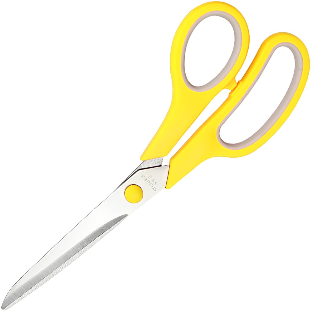 KINDOYO Mehrzweckschere - 8 Zoll Scheren mit Ultrascharfe Klingen, Ergonomische Griffe, Stabil für Schule, Zuhause, Büro, Kunst, Handwerk, Nähen und Schneiderarbeiten, Gelb