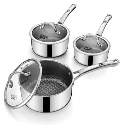 Image of Cookware Set 3-Piece Saucepan Set: 1.5QT, 2.5QT, and 3.5QT Pots with Glass Lids