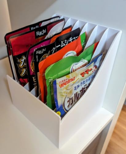 Food Pouch Organizer | Curved Design Storage Rack for Soup Packets, MRE Packs, Cat Food & Snack Pouches | Kitchen & Pantry Organizer for Easy Slide-in Access-image-44