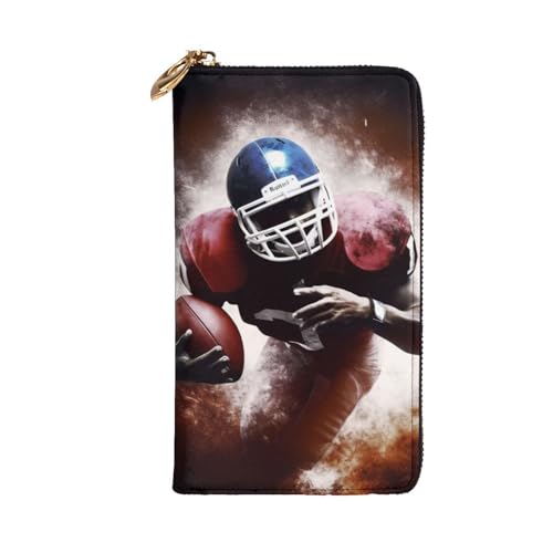 American Football Wallet for Men Women Long Purse Leather Clutch Large Business Handbag Travel Phone Holder Credit Card Holder Money Case with Zipper Leather Wallets Gift2