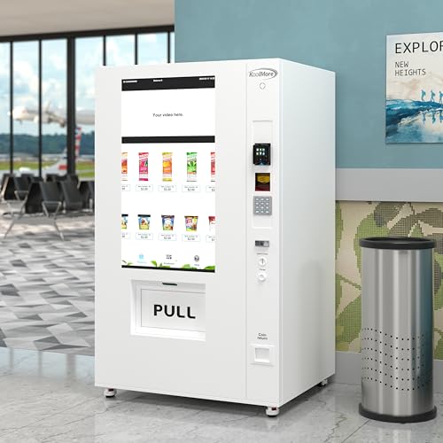 KoolMore KM-VMFWT-36BCR 45 in. Commercial Freezer Ice Cream Vending Machine with 44 Slots, Ample 49 in. Touch Display, Bill and Coin Acceptor, Credit Card Reader in White