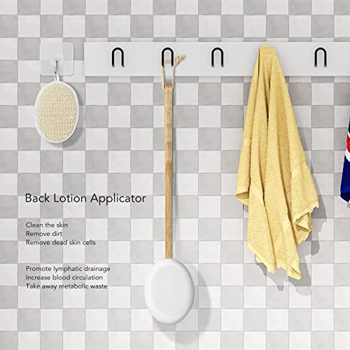 Shower Lotion Applicator ,Lotion Applicator For Back Bath Lotion Applicator Professional Home Men Elderly Women Wooden Long Handle Shower Back Scrubber Brush for Self Application - Image 3