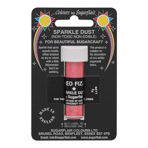 Sugarflair Sparkle Dust Red Fiz - Nicht Essbarer Glitterstaub für Kuchen Dekorationen, Cake Glitter, Non-Edible, Non-Toxic - 2g