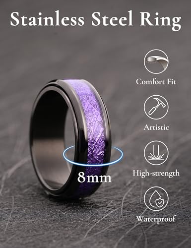 Image of King Will 316L Stainless Steel Spinner Ring for Men Women- 8mm Width Fidget Ring with Dragon /Celtic Knot Pattern, Stress Anxiety Relief Comfort Fit Wedding Band
