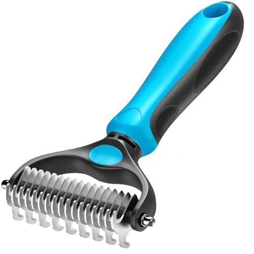 Pet Grooming Brush – Double Sided Shedding Dematting Undercoat Rake for Dogs Cat Brush, Dematting Deshedding Brush Dogs Shedding Tool