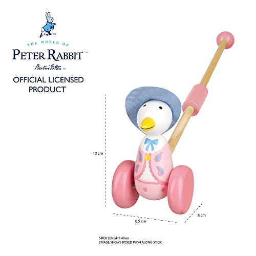 Image of Orange Tree Toys Jemima Puddle-Duck Push Along | Hand Painted Colorful Wooden Toy for Toddlers Age 12m+, Sustainably Made, Perfect for Encouraging First Steps and Developing Key Motor Skills