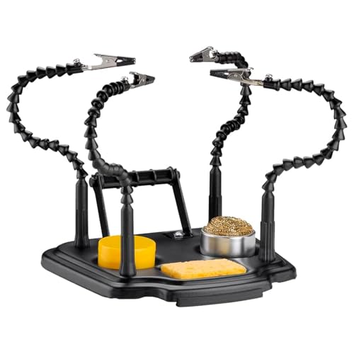 CABLEPELADO - Tercera Mano para Soldar con 4 Brazos Flexibles – Herramienta de Ayuda para Soldadura con Pinzas de Cocodrilo, Limpiador de Punta, Soporte de Estaño y Esponja Incluidos