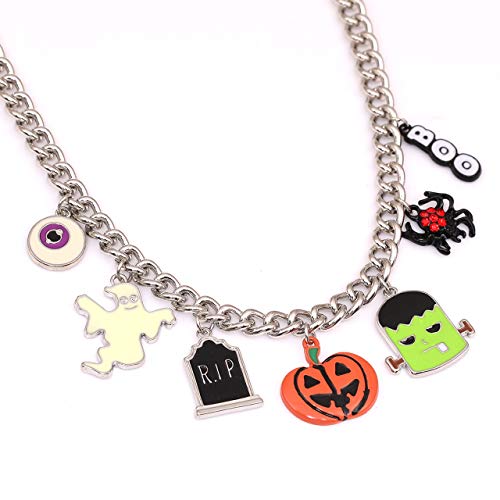 Lpon Halloween Bracelet Necklace Set Spider Pumpkin Frankenstein Bat Tombstone Boo Eyes Jewelry Set For Women Girls (Necklace Bracelets) #TOP4
