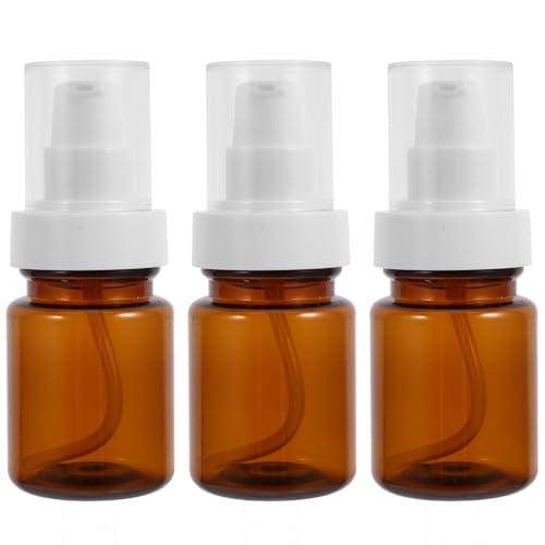 PAMINGONO 3 piezas Botellas Cosméticas Marrón Bomba Dosificadora Recargable para Aceites Esenciales y Lociones Frascos Vacíos Portátiles para Viaje y Uso Diario