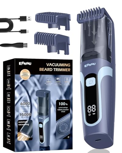Image of ENNSU Vaccum Beard Trimmer for Men, Rechargeable Electric Men Beard Trimmers with 2 Combs, 1-20mm Adjustable Length Dial, Waterproof Cordless Mustache Trimmer for Face, Stubble, Blue