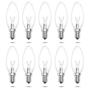 Luxvista 10 stuks 40W kaarslampen met E14 fitting, dimbaar warm wit licht 2600K, helder glas halogeenlampen Geschikt voor 230V netspanning. De C35 vintage decoratieve kaarslampen hebben